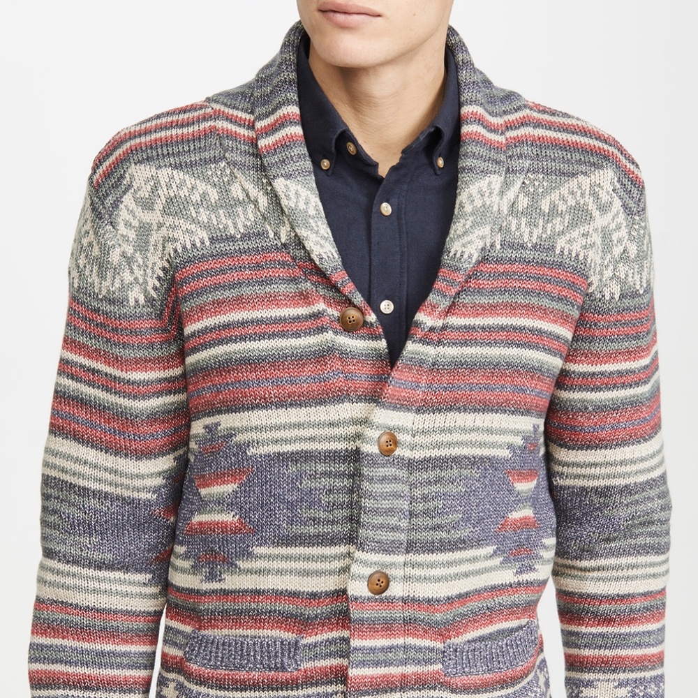 Faherty Mens Jacquard Cardigan